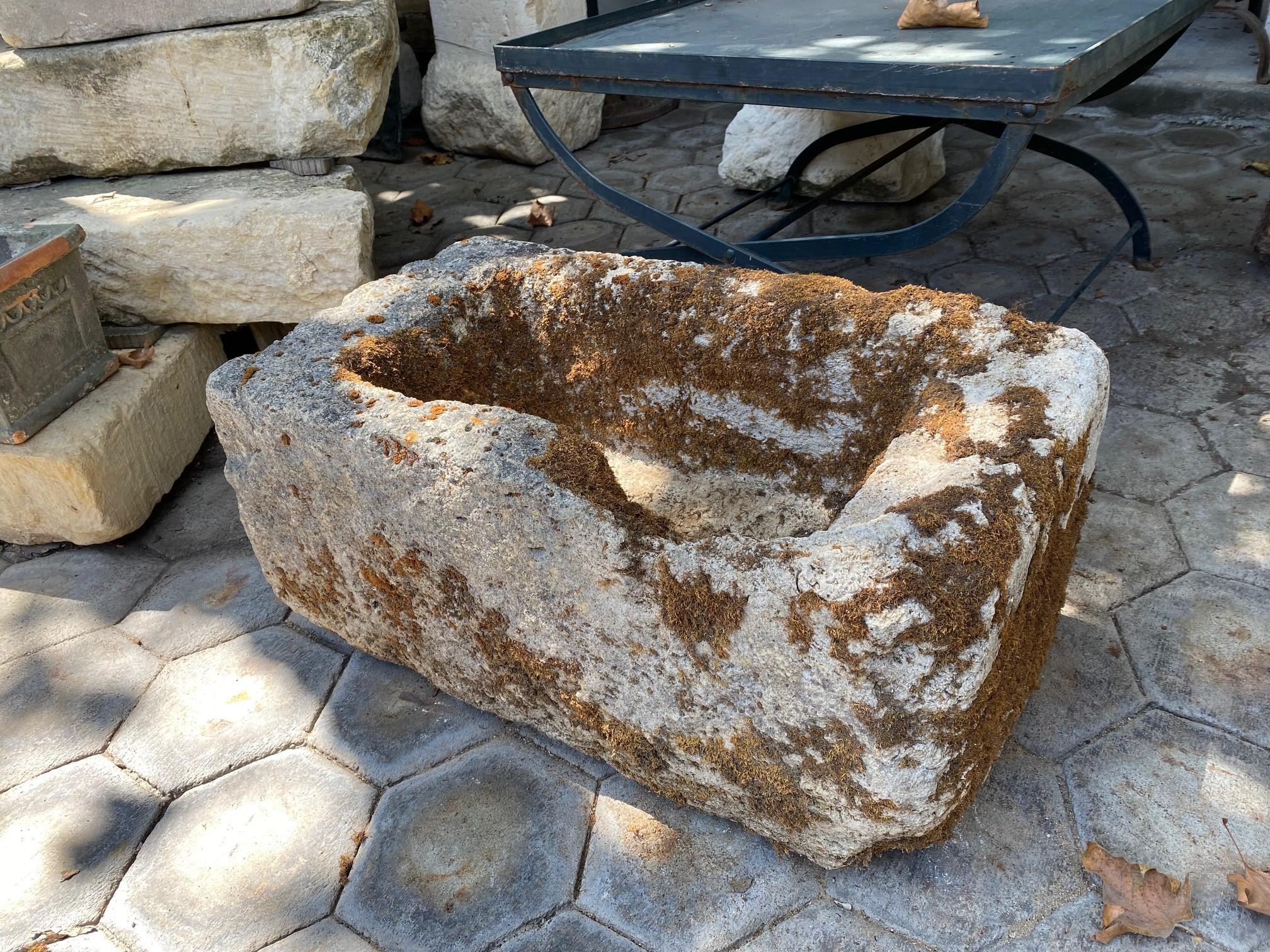 Hand Carved Stone Container Fountain Trough Basin Planter Antique Farm Sink LA 4