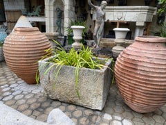 Hand Carved Stone Container Jardinière Trough Basin Planter Antique Farm LA CA