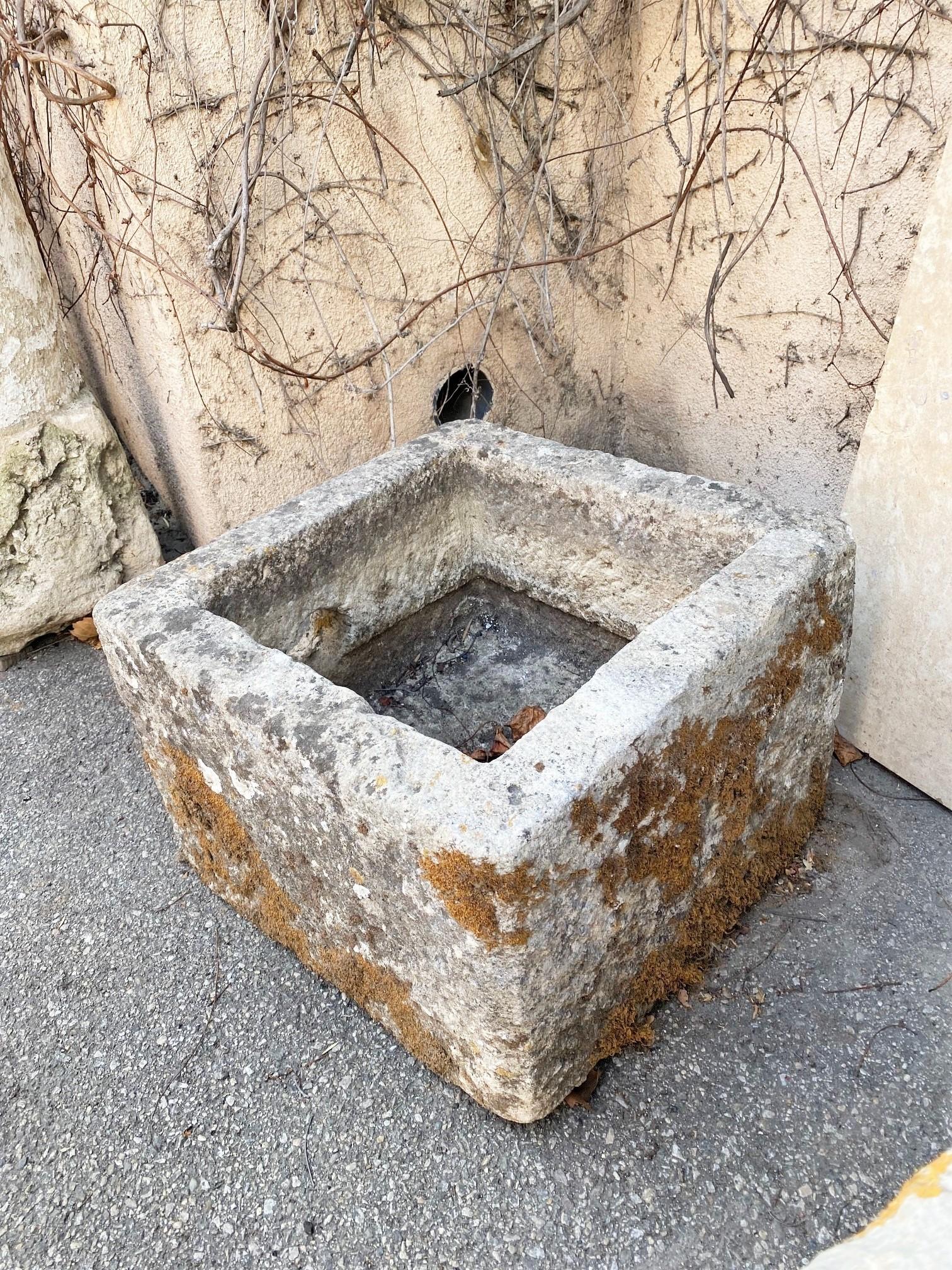 French Hand Carved Stone Container Jardinière Trough Basin Planter Antique Farm Sink LA