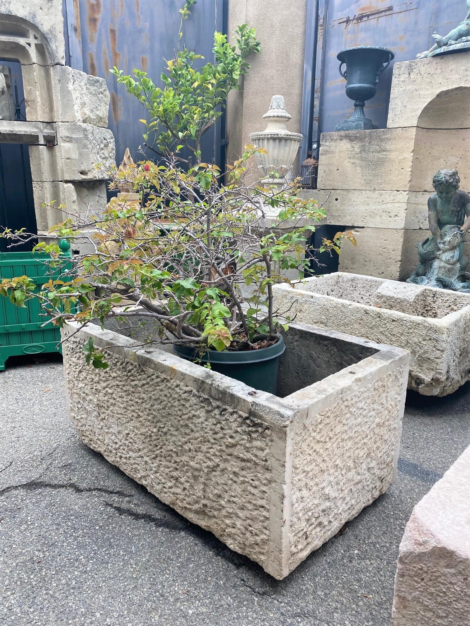 18th Century Hand Carved Stone Container Jardinière Trough Basin Planter Antique Farm Sink LA