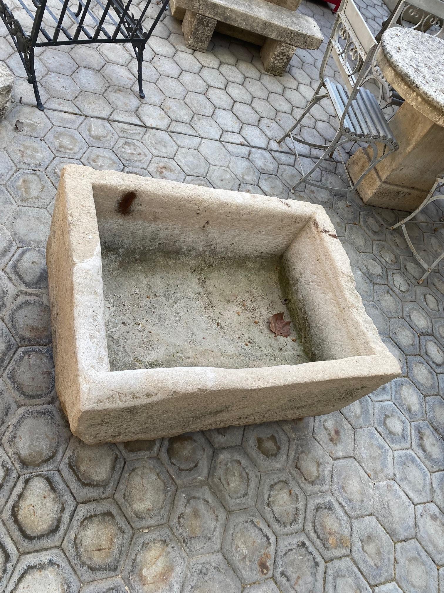 Hand Carved Stone Container Jardinière Trough Basin Planter Antique Farm Sink LA (Französisch) im Angebot