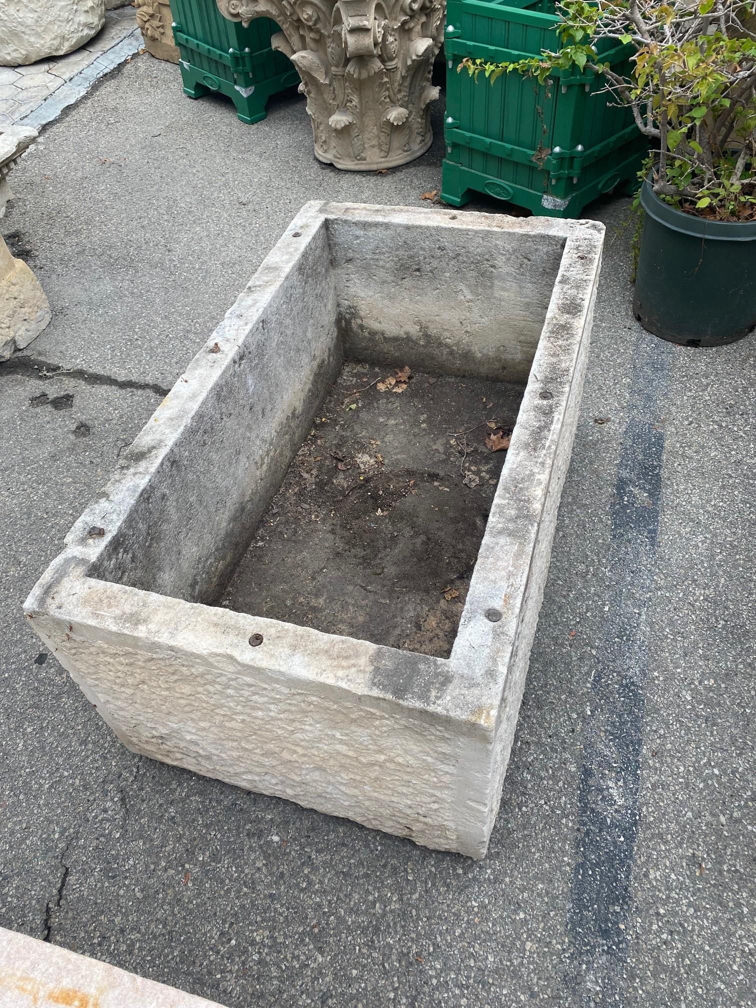 Hand Carved Stone Container Jardinière Trough Basin Planter Antique Farm Sink LA 1