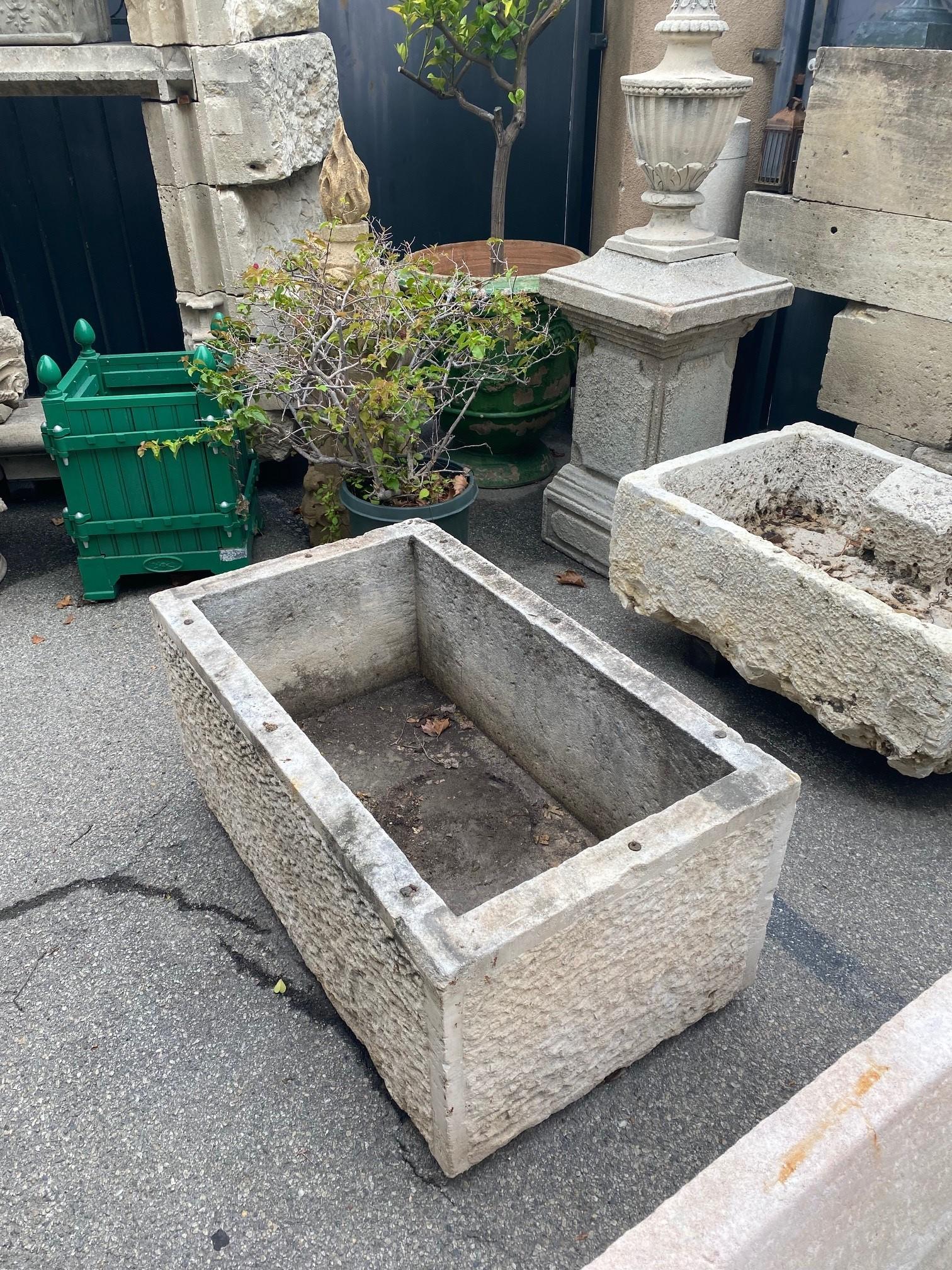 Hand Carved Stone Container Jardinière Trough Basin Planter Antique Farm Sink LA 2