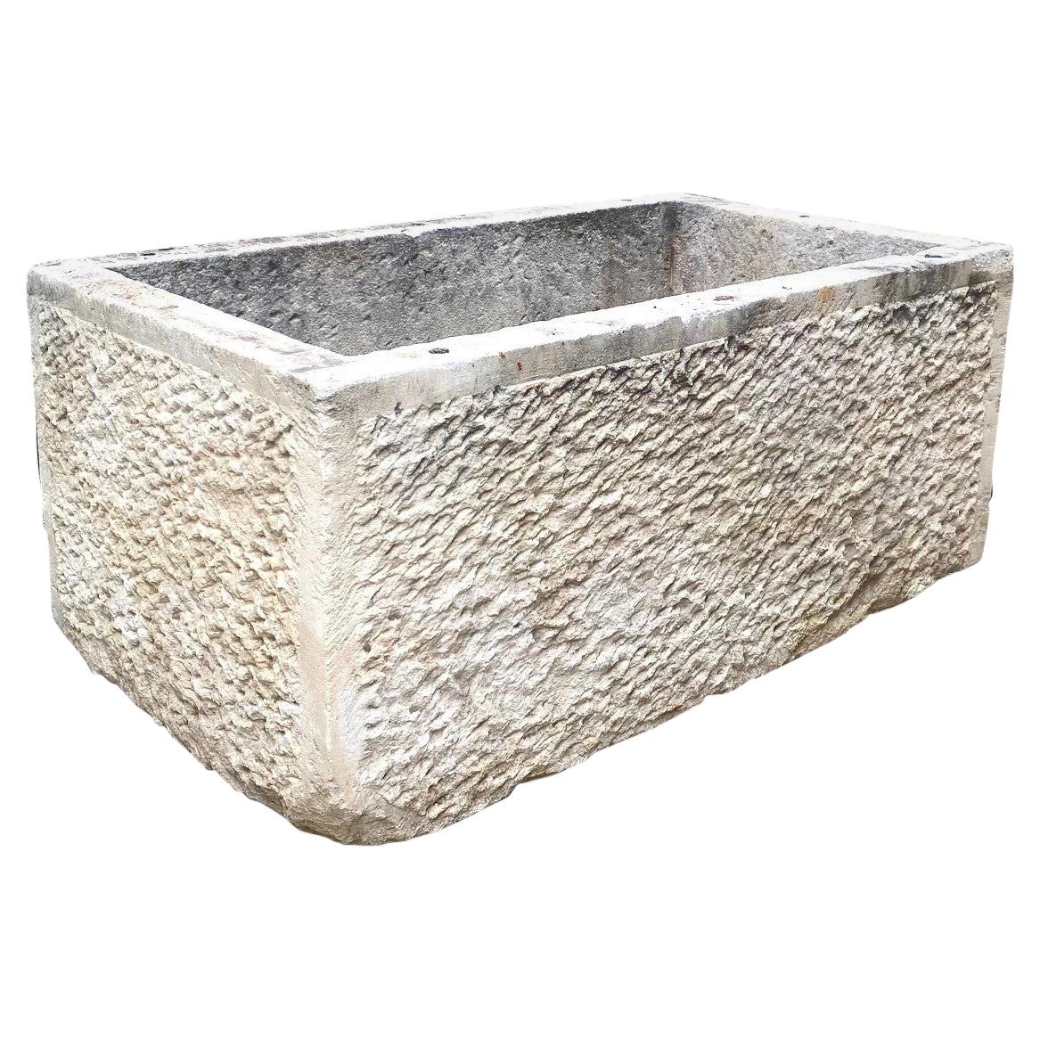 Hand Carved Stone Container Jardinière Trough Basin Planter Antique Farm Sink LA