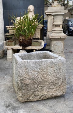 Hand Carved Stone Container Jardinière Trough Basin Planter Antique Melrose LA