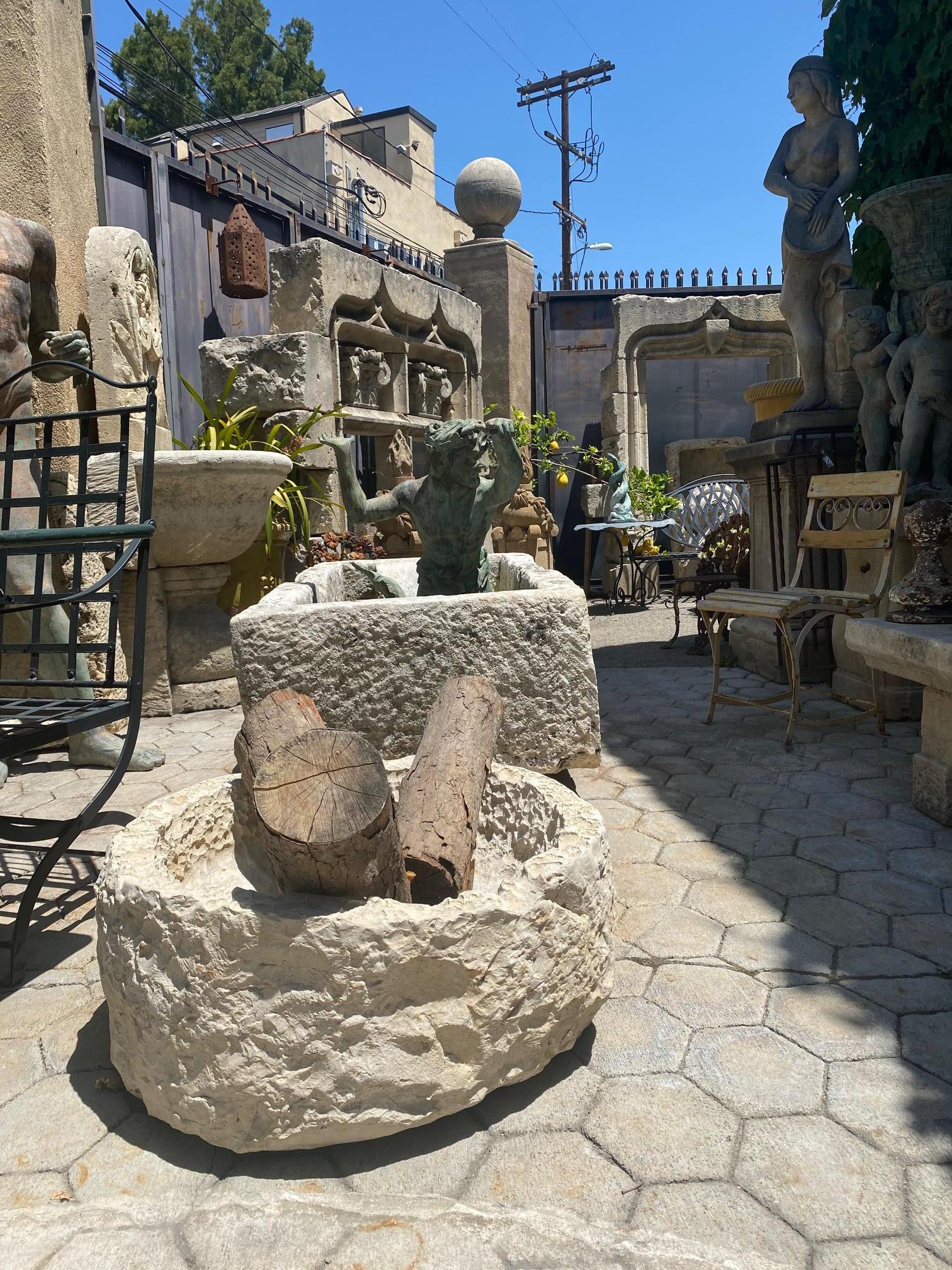 Hand Carved Stone Container Planter Jardinière Basin Fountain Trough Antiques LA In Good Condition In West Hollywood, CA