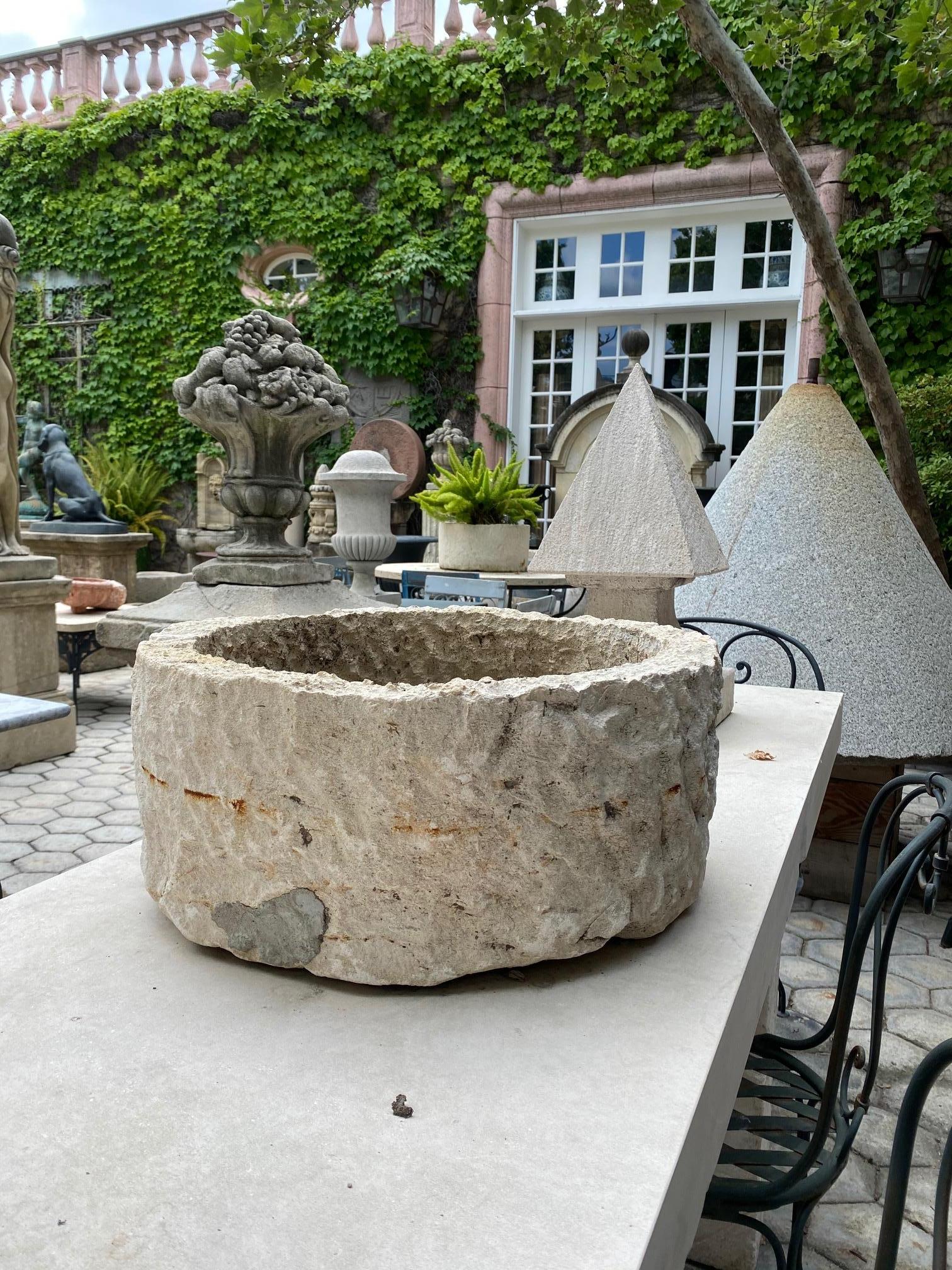 Hand Carved Stone Container Planter Jardinière Basin Fountain Trough Antiques LA In Good Condition In West Hollywood, CA