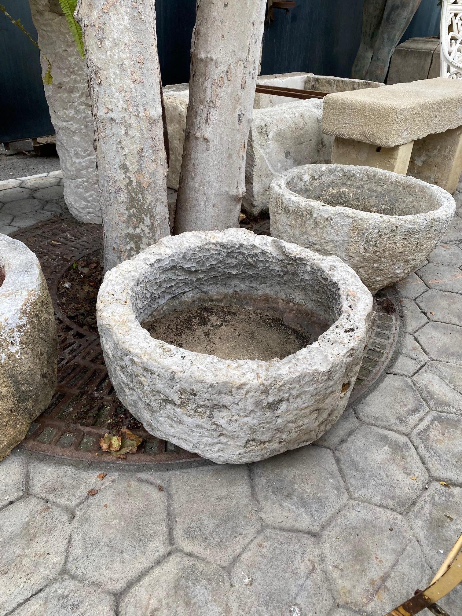 Hand Carved Stone Container Planter Jardiniere Basin Fountain Trough Antiques LA In Good Condition In West Hollywood, CA