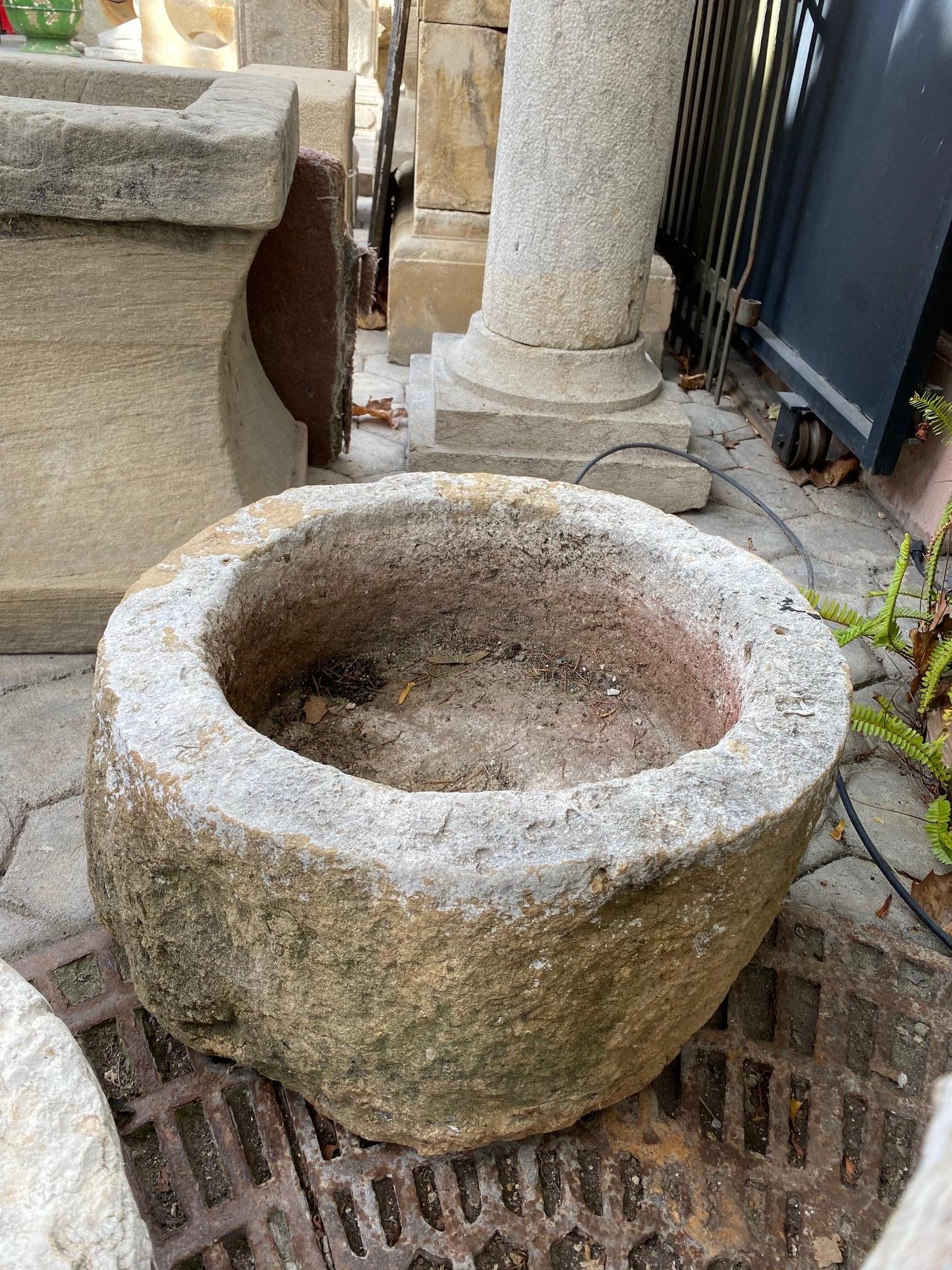 Hand Carved Stone Container Planter Jardiniere Basin Fountain Trough Antiques LA In Good Condition In West Hollywood, CA