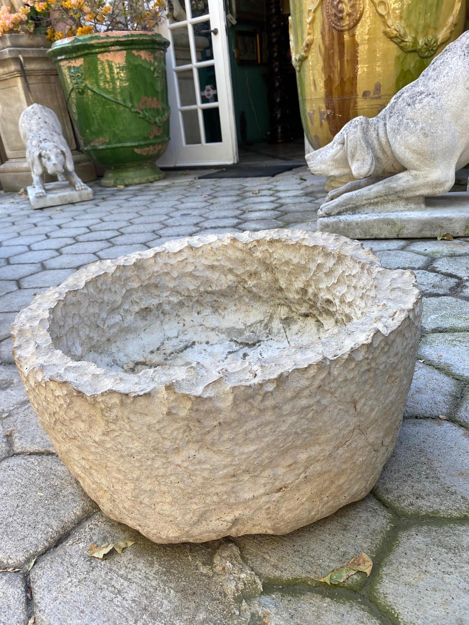 18th Century and Earlier Hand Carved Stone Container Planter Jardinière Basin Fountain Trough Antiques LA