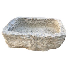 Hand Carved Stone Container Sink Trough Basin Planter Used Farm Jardiniere LA