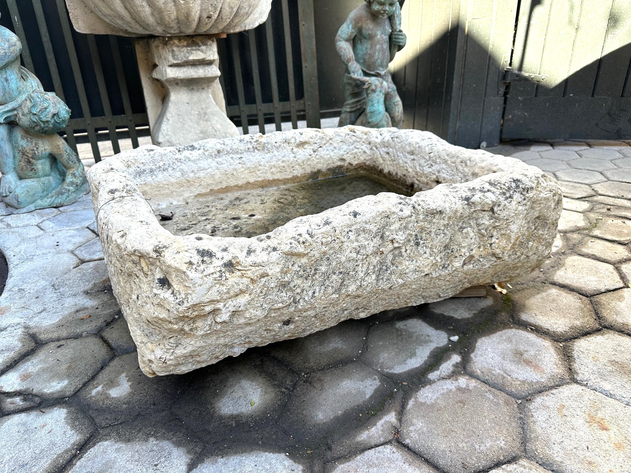 Hand Carved Stone Container Trough Farm Sink Fountain Basin Antiques LA Fire pit For Sale 6