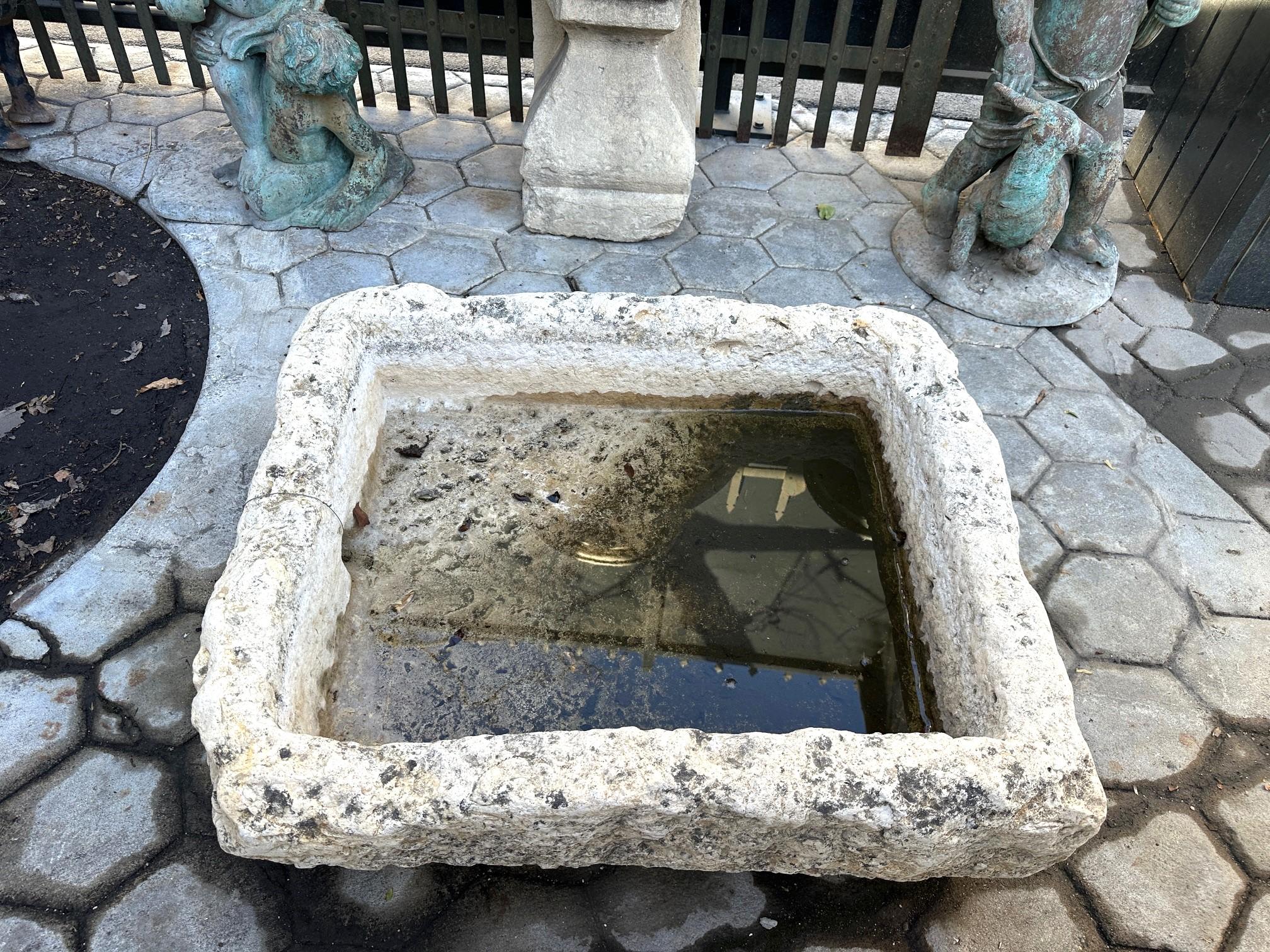 Hand Carved Stone Container Trough Farm Sink Fountain Basin Antiques LA Fire pit For Sale 7
