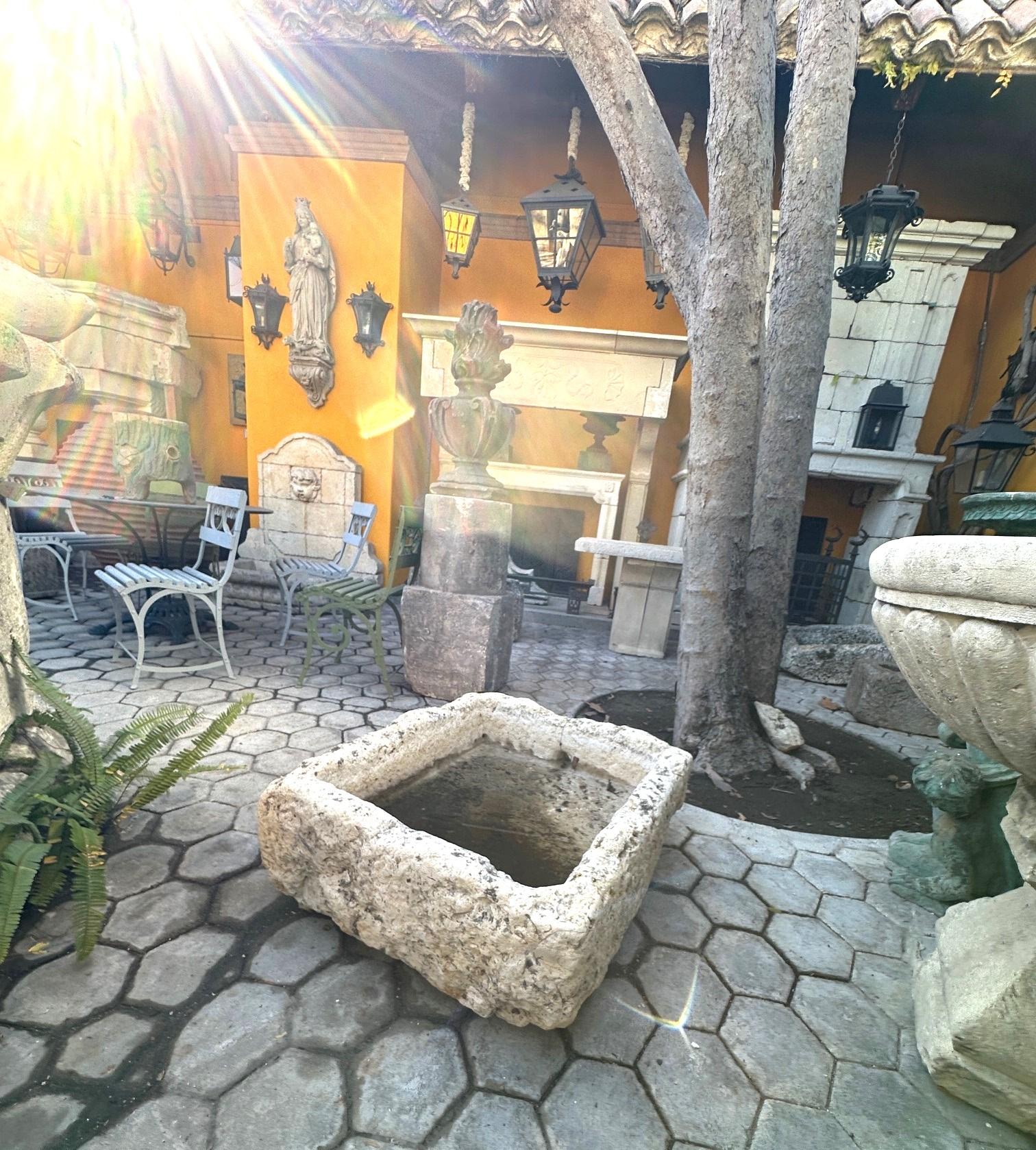 Hand Carved Stone Container Trough Farm Sink Fountain Basin Antiques LA Fire pit For Sale 10