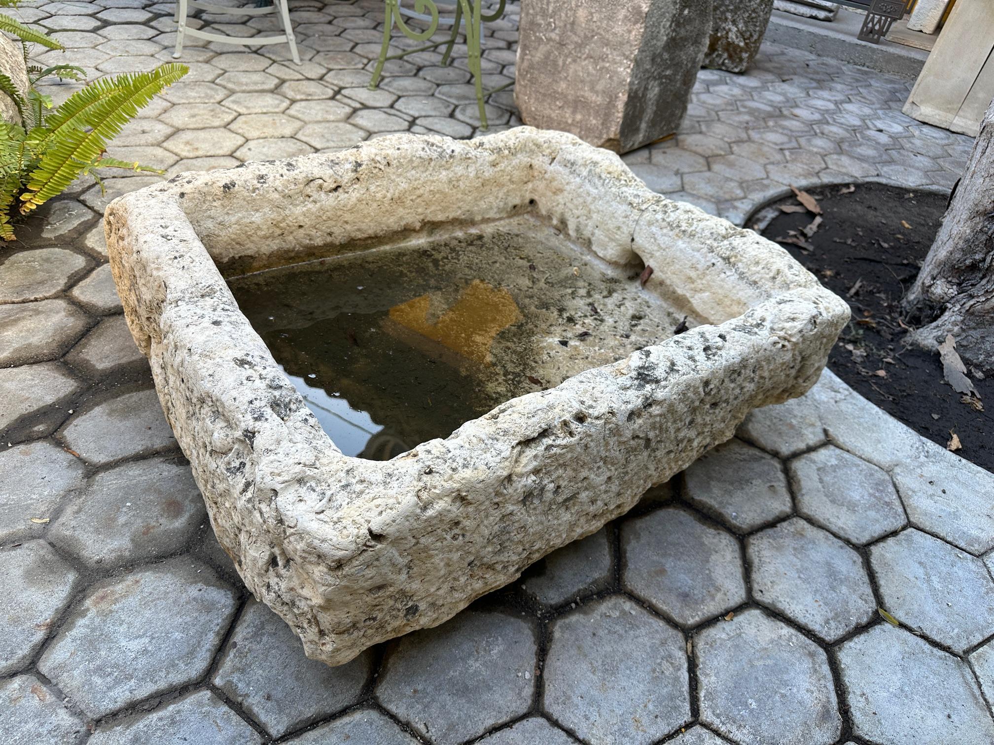 Hand Carved Stone Container Trough Farm Sink Fountain Basin Antiques LA Fire pit For Sale 11