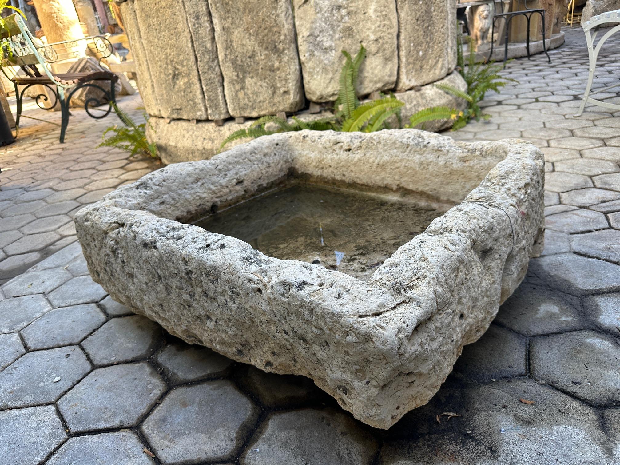 Hand Carved Stone Container Trough Farm Sink Fountain Basin Antiques LA Fire pit For Sale 12