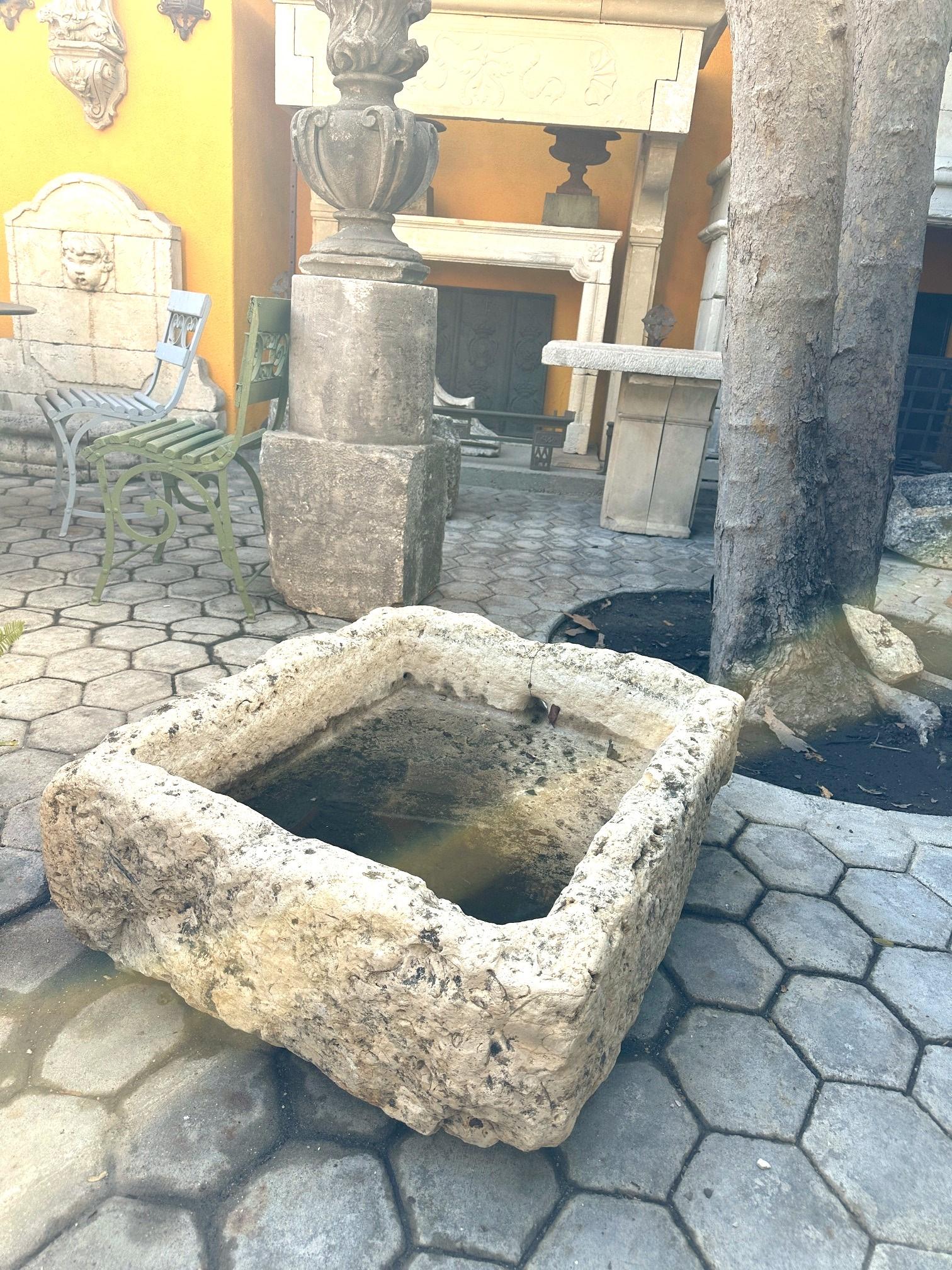 Hand Carved Stone Container Trough Farm Sink Fountain Basin Antiques LA Fire pit For Sale 3