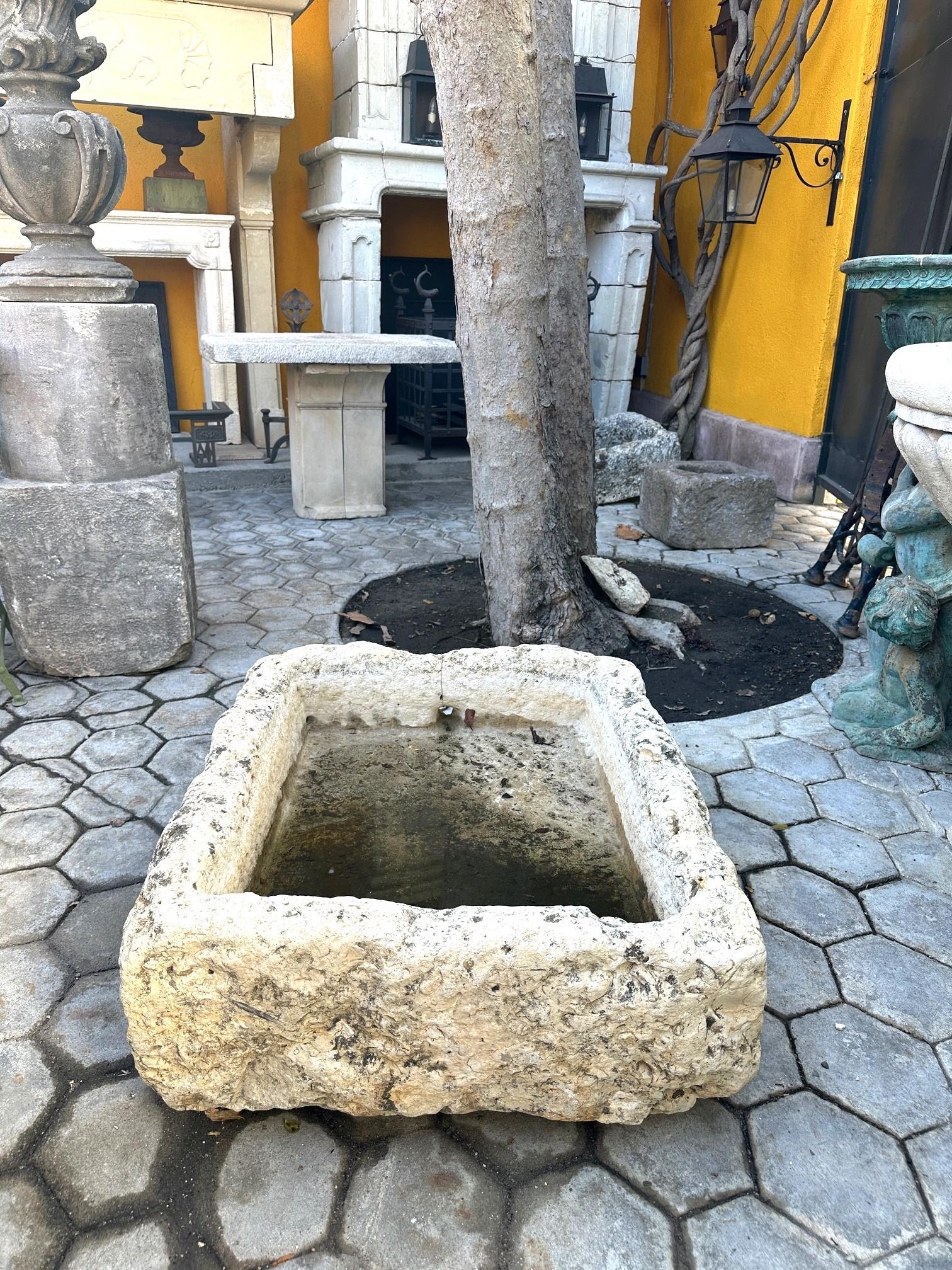 Hand Carved Stone Container Trough Farm Sink Fountain Basin Antiques LA Fire pit For Sale 4