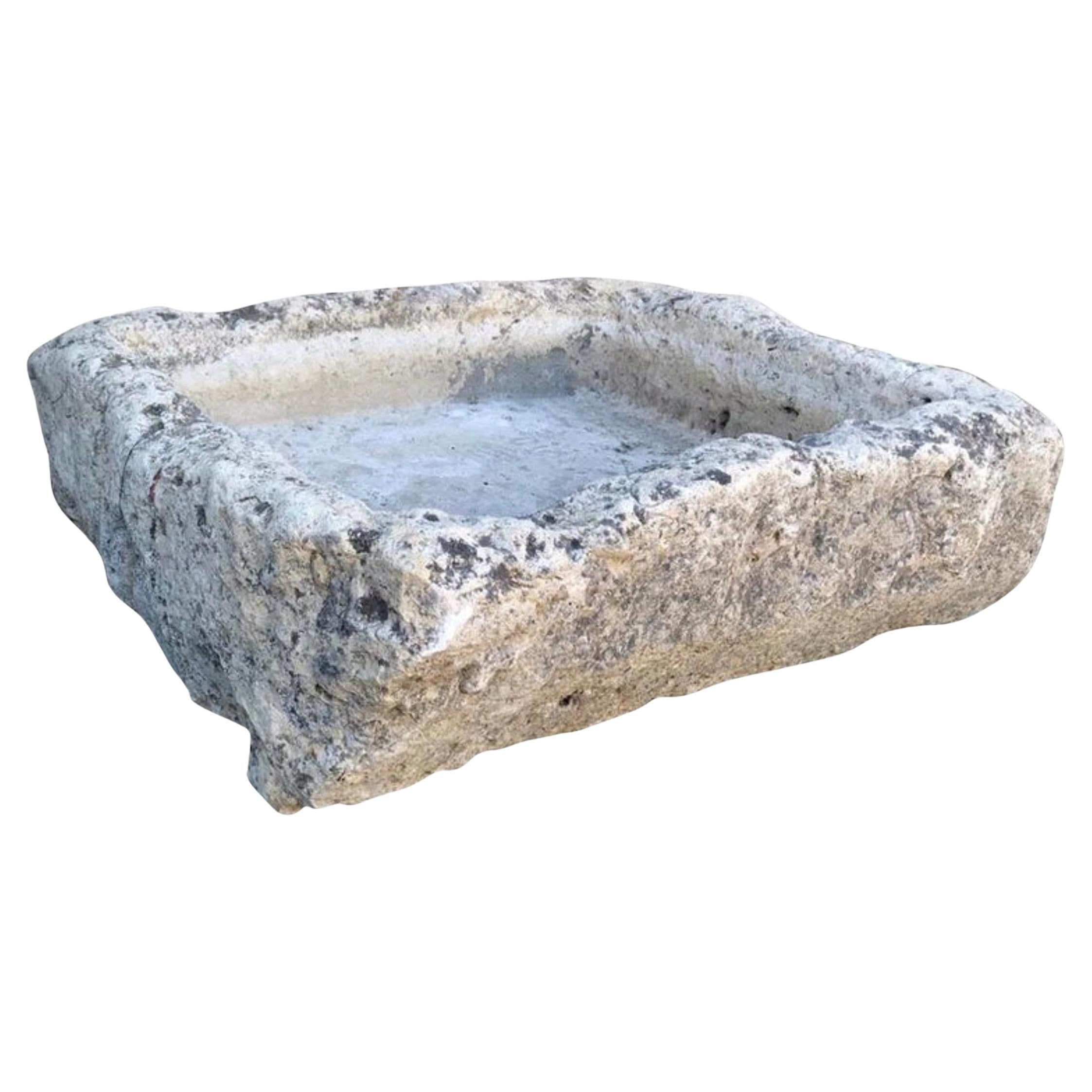 A Stone Container Trough Hand Carved Farm Sink Fountain Basin Antiques LA Fire pit