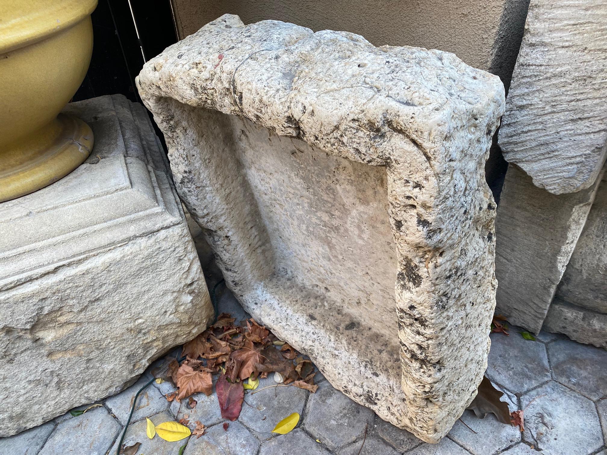 Hand Carved Stone Farm Sink Container Basin Planter Fountain Trough Antique LA In Good Condition For Sale In West Hollywood, CA