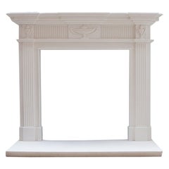Vintage Hand Carved Stone Fireplace Surround