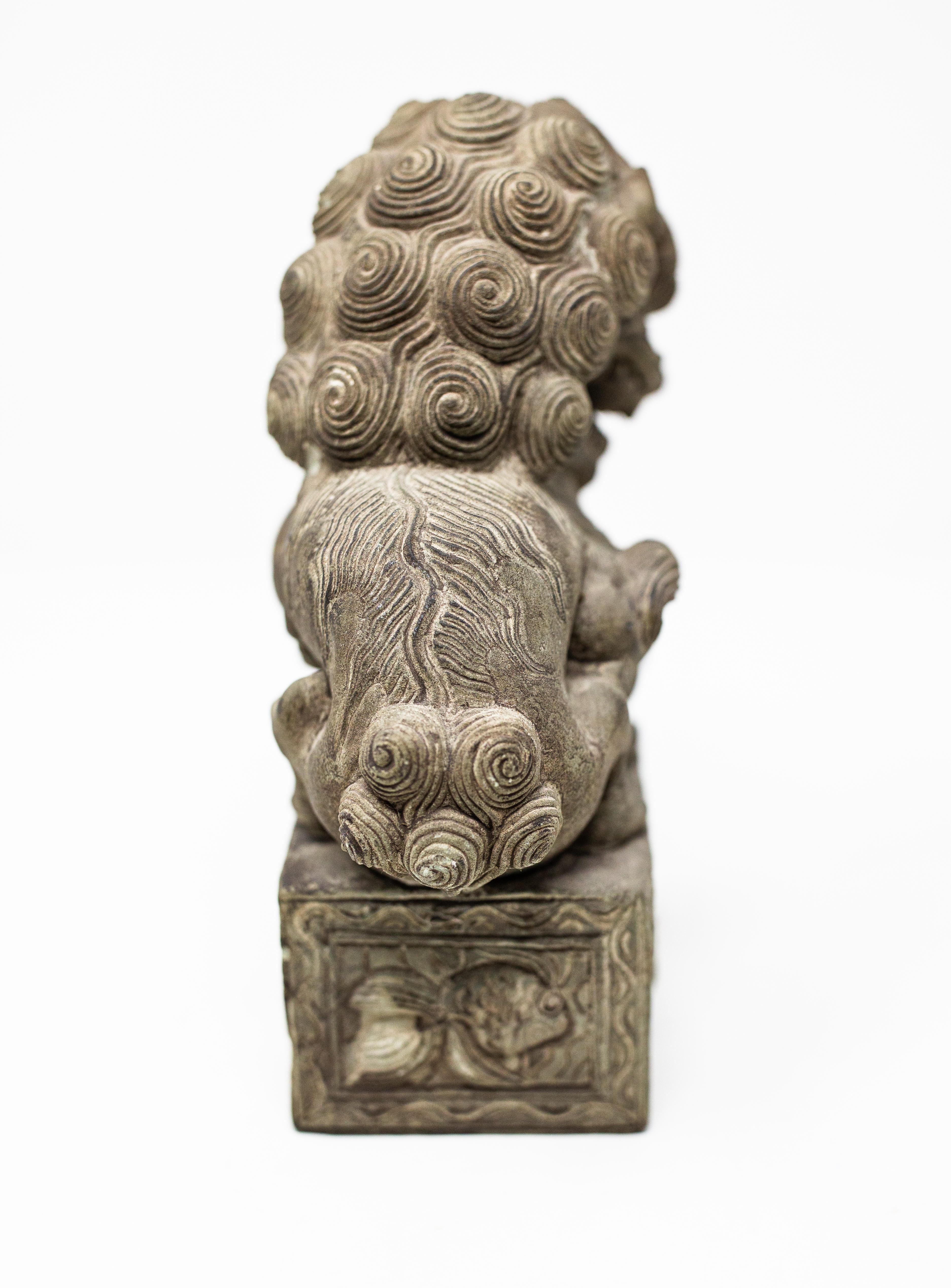 Chinese Export Hand Carved Stone Foo Dog
