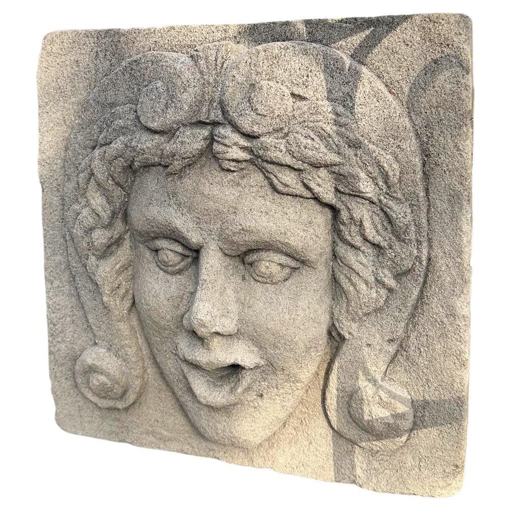 Hand Carved Stone Fountain Kopf Ausguss Backsplash Antiquitäten rustikalen Wandhalterung CA. Eine schöne späten 19. Jahrhundert Skulptur Hand geschnitzt Brunnen Kopf einer Frau  . Es könnte mit einem einfachen Wasserauslauf oder wie ist installiert