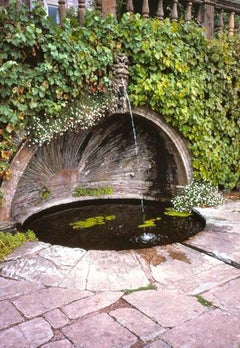 Hand Carved Stone Fountain Head Spout backsplash Antiques rustic wall mount king