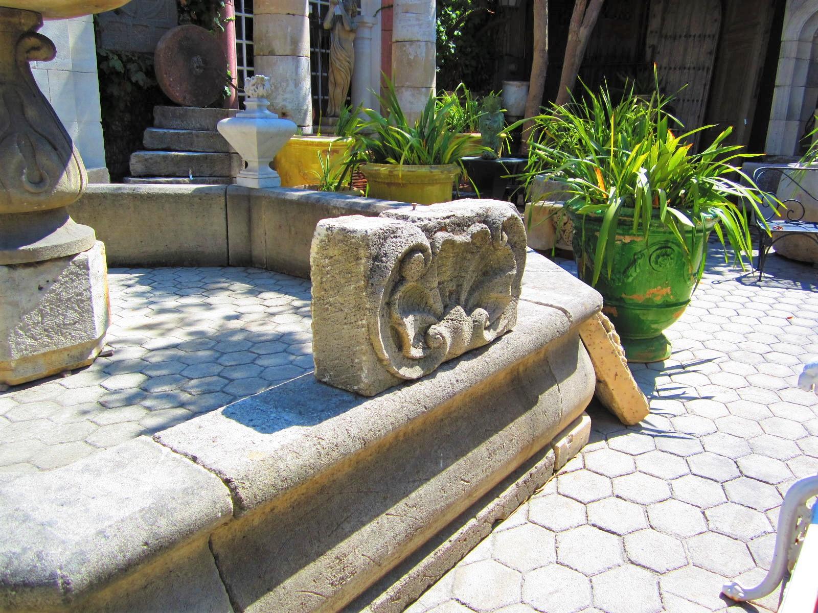 Hand Carved Stone Fountain Head Spout backsplash Rustic wall Mount Seashell CA . A beautiful 18th  Century Sculpture Hand Carved fountain head of the French Regence Period  . It could be installed with a simple water spout or as is . you can pair it