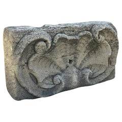 Hand Carved Stone Fountain Head Spout backsplash Rustic wall Mount Seashell CA