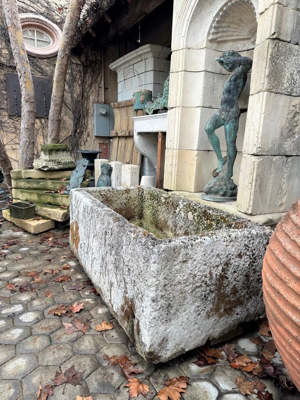 Hand Carved Stone Fountain Trough Container Basin Tub Planter Firepit Antique LA 6