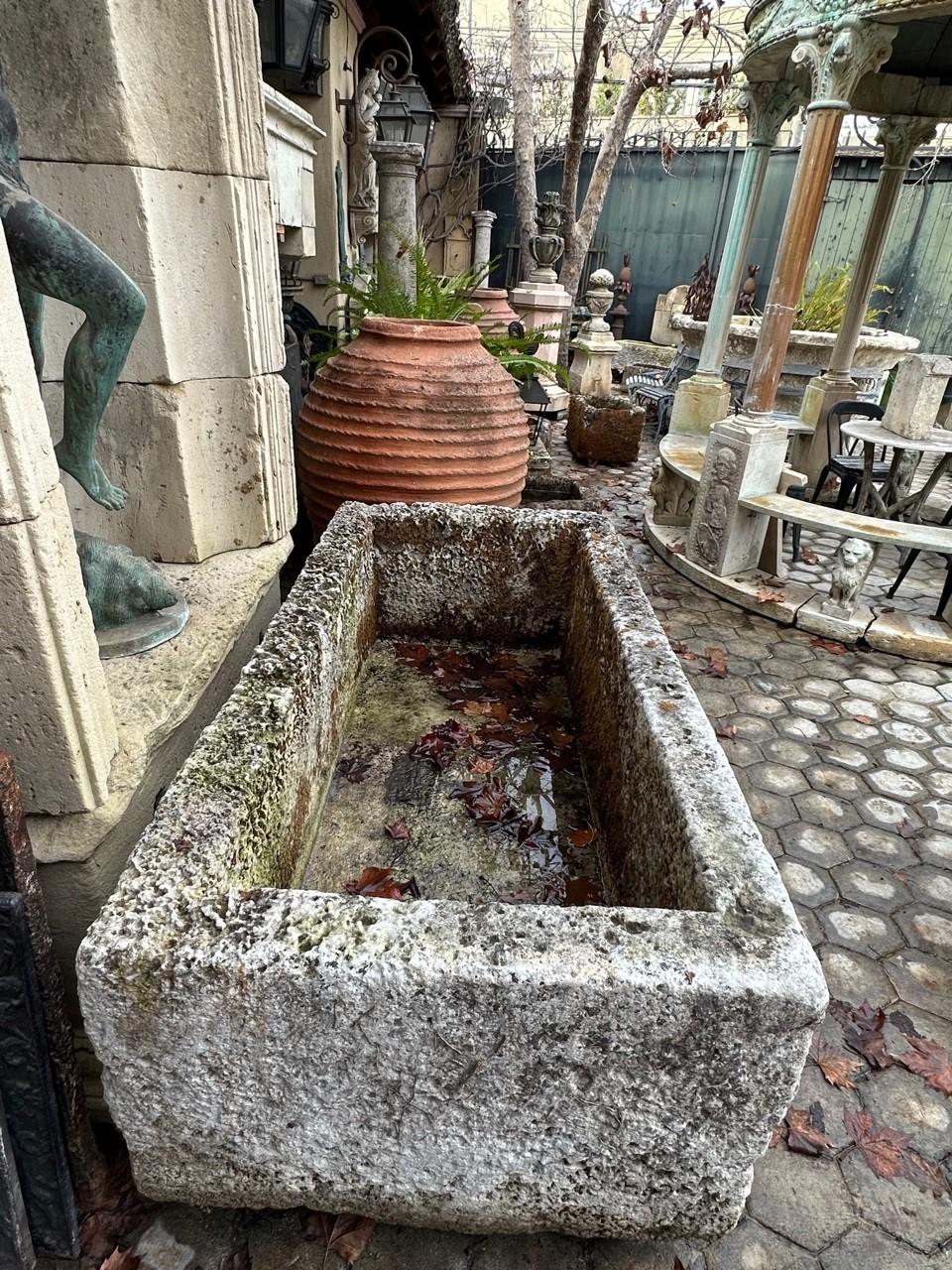 Hand Carved Stone Fountain Trough Container Basin Tub Planter Firepit Antique LA 7