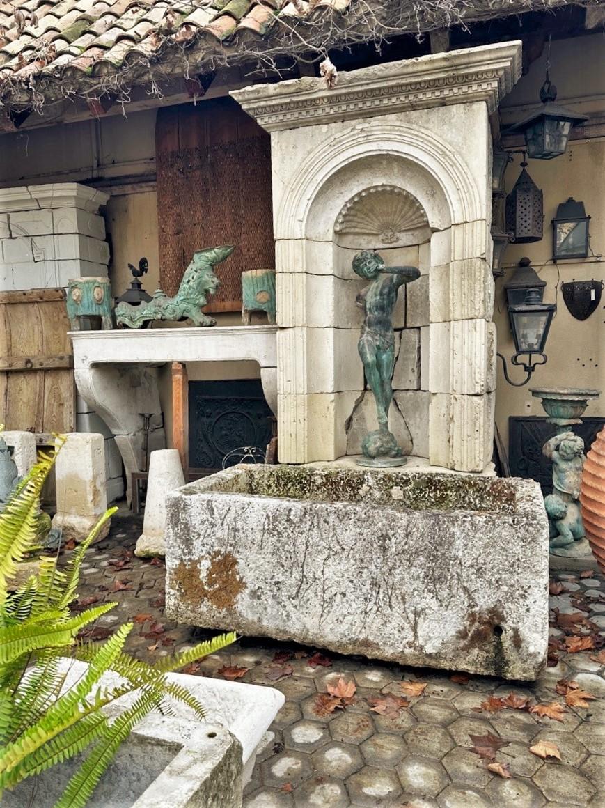 French Hand Carved Stone Fountain Trough Container Basin Tub Planter Firepit Antique LA