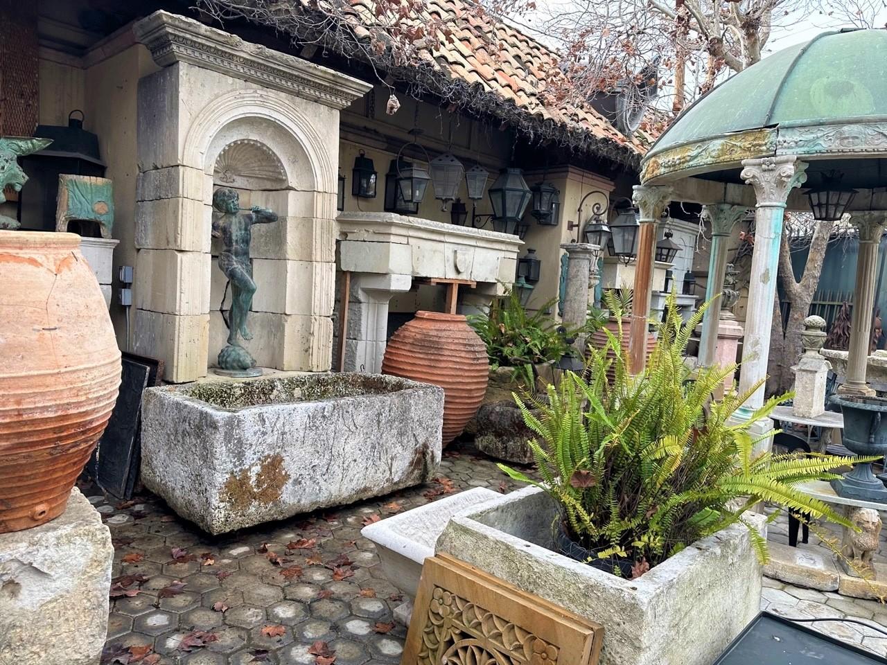 18th Century and Earlier Hand Carved Stone Fountain Trough Container Basin Tub Planter Firepit Antique LA
