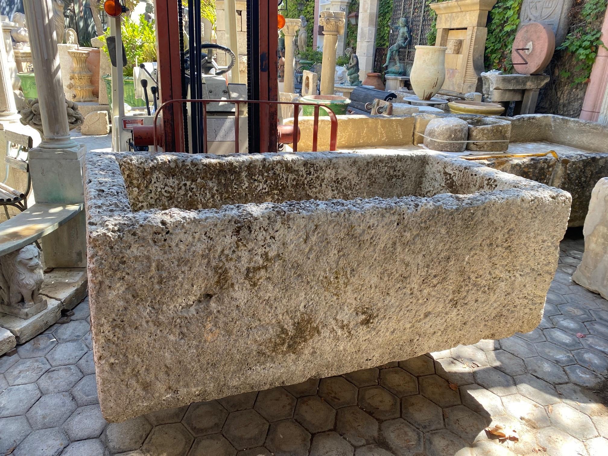 Hand Carved Stone Fountain Trough Container Basin Tub Planter Firepit Antique LA 2