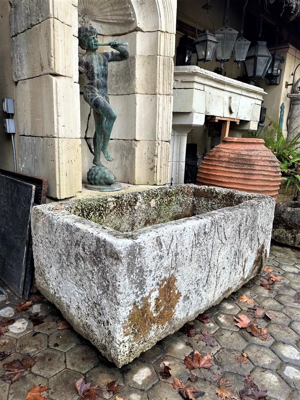 Hand Carved Stone Fountain Trough Container Basin Tub Planter Firepit Antique LA 3