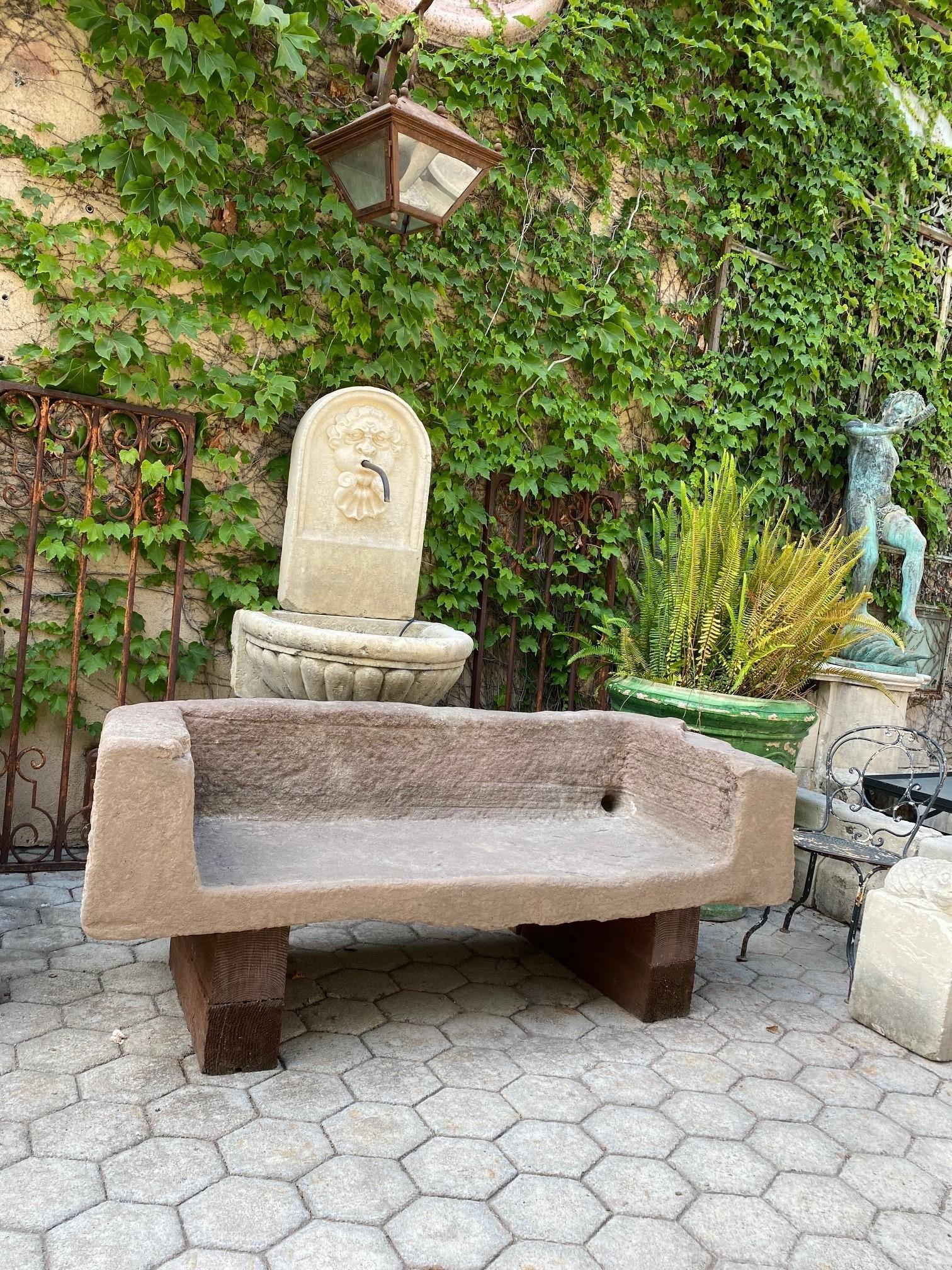 17th Century Hand Carved Stone Garden Bench Seat Decorative Element Antiques LA CA Dealer