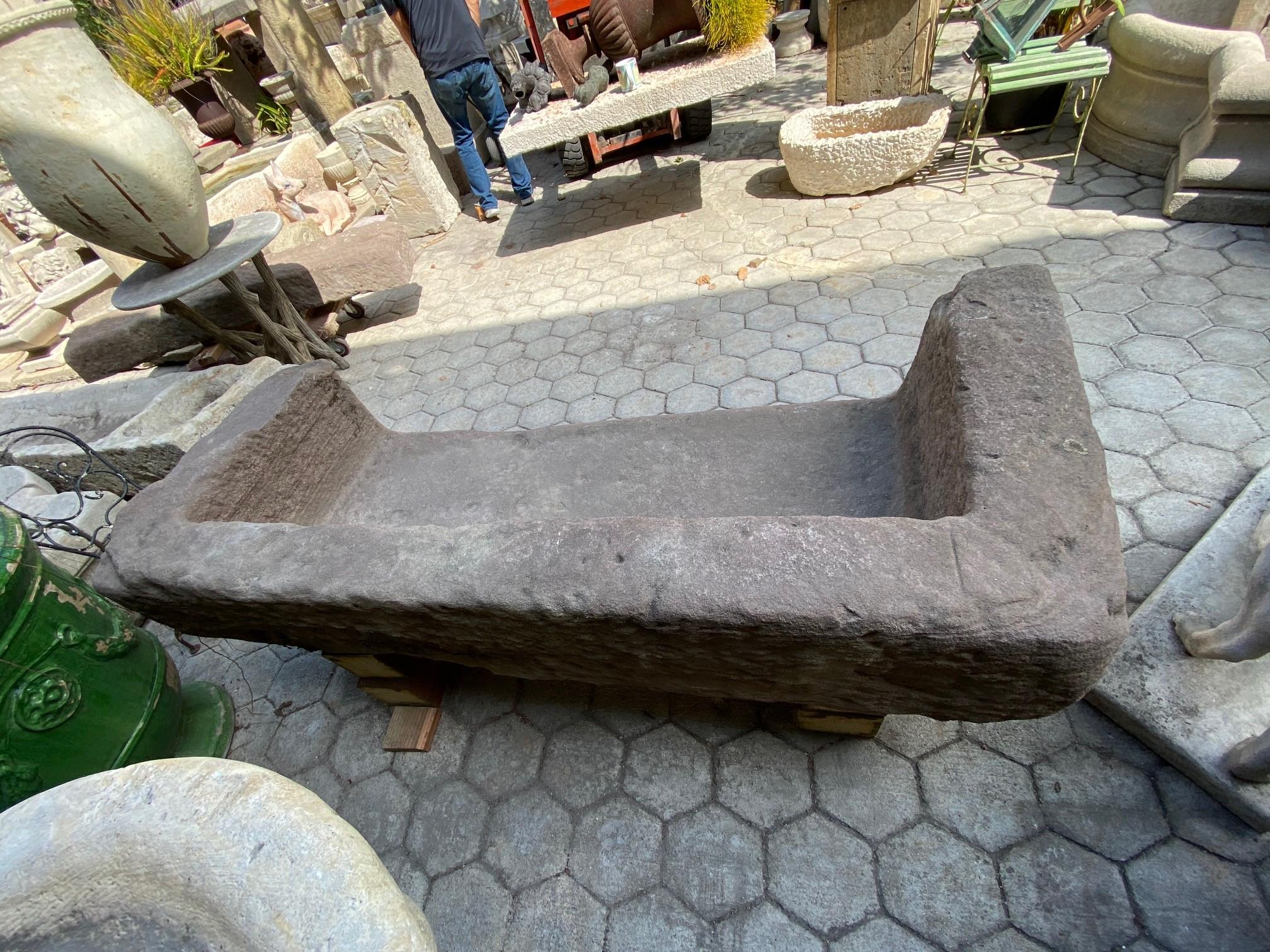 Hand Carved Stone Garden Bench Seat Decorative Element Antiques LA CA Dealer 2