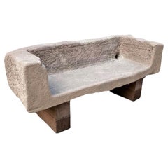 Hand Carved Stone Garden Bench Seat Decorative Element Antiques LA CA Dealer