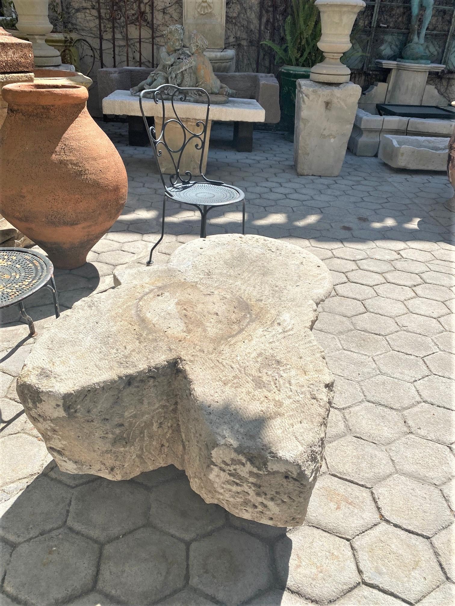 Hand Carved Stone Garden coffee side table base pedestal Antiques Los Angeles CA For Sale 11