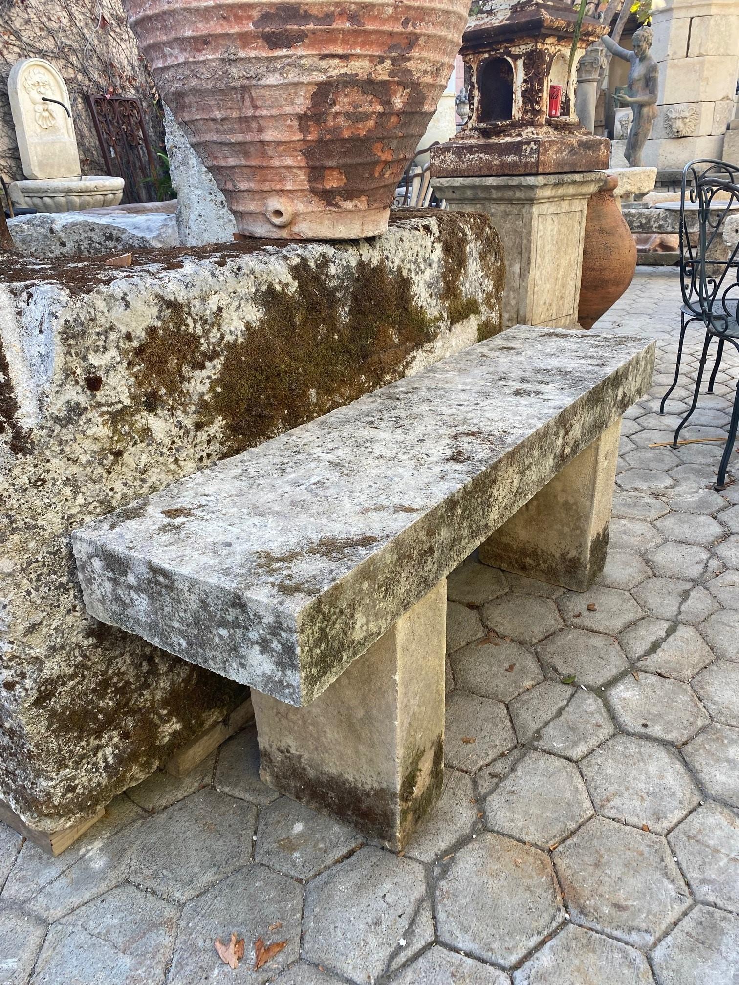 French Hand Carved Stone Garden Furniture Farm Bench Seat Antiques Los Angeles Dealer 