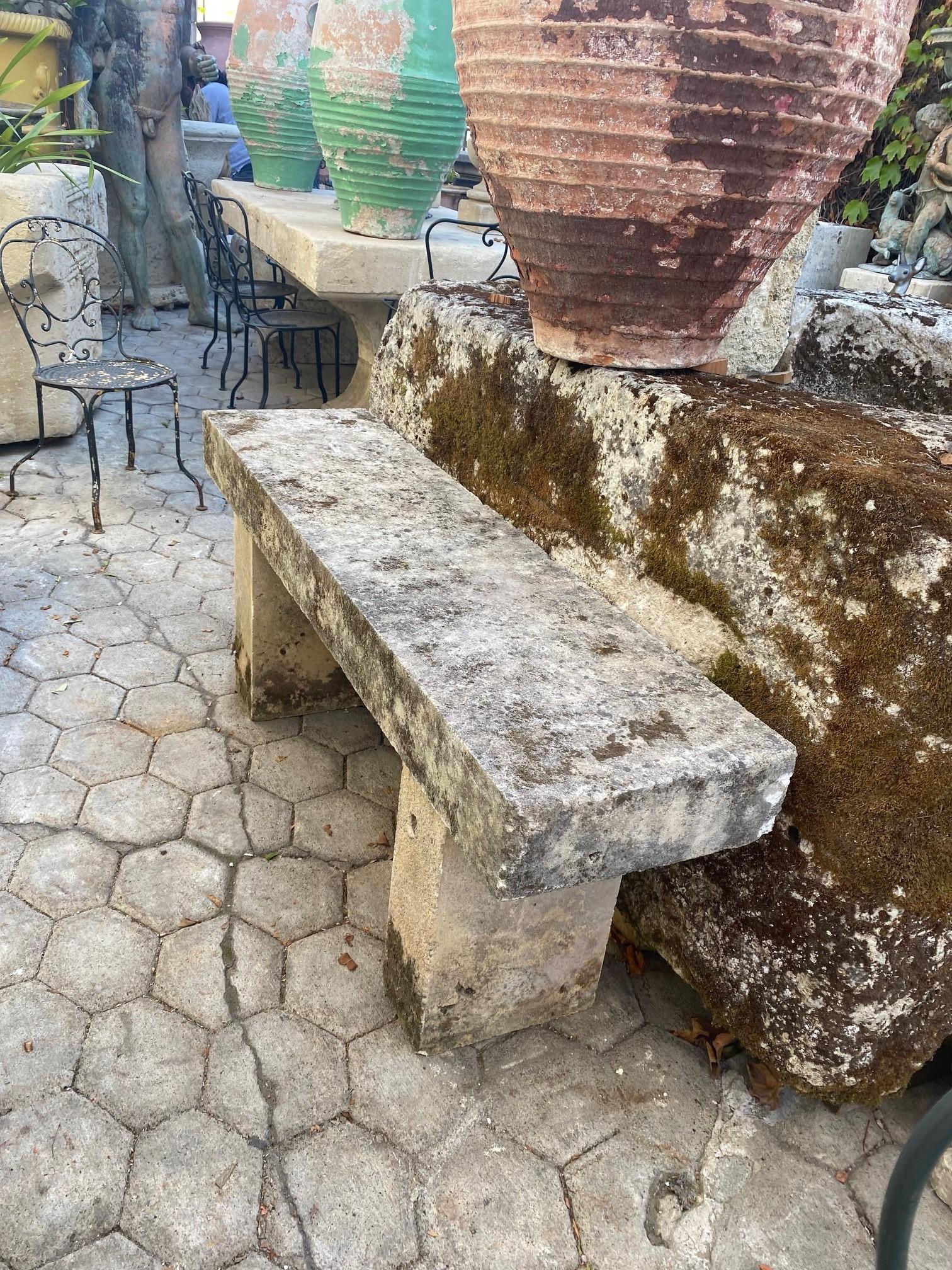 Hand Carved Stone Garden Furniture Farm Bench Seat Antiques Los Angeles Dealer  In Good Condition In West Hollywood, CA