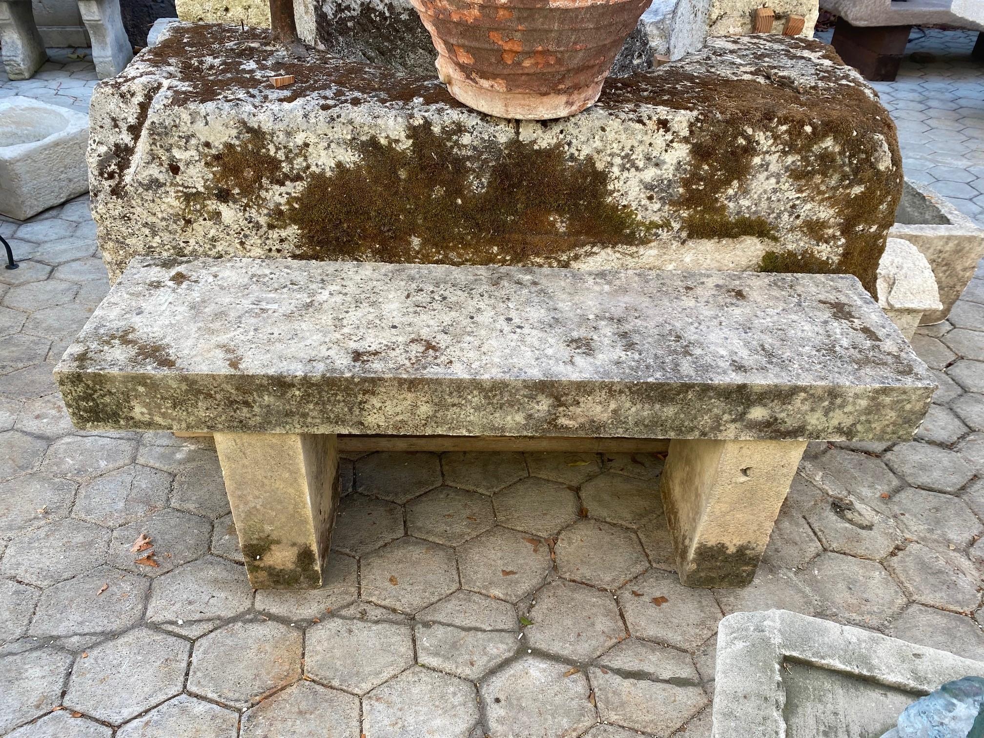 19th Century Hand Carved Stone Garden Furniture Farm Bench Seat Antiques Los Angeles Dealer 