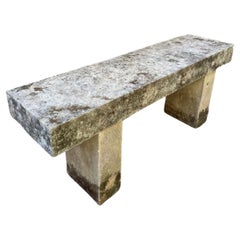 Hand Carved Stone Garden Furniture Farm Bench Seat Antiques Los Angeles Dealer 