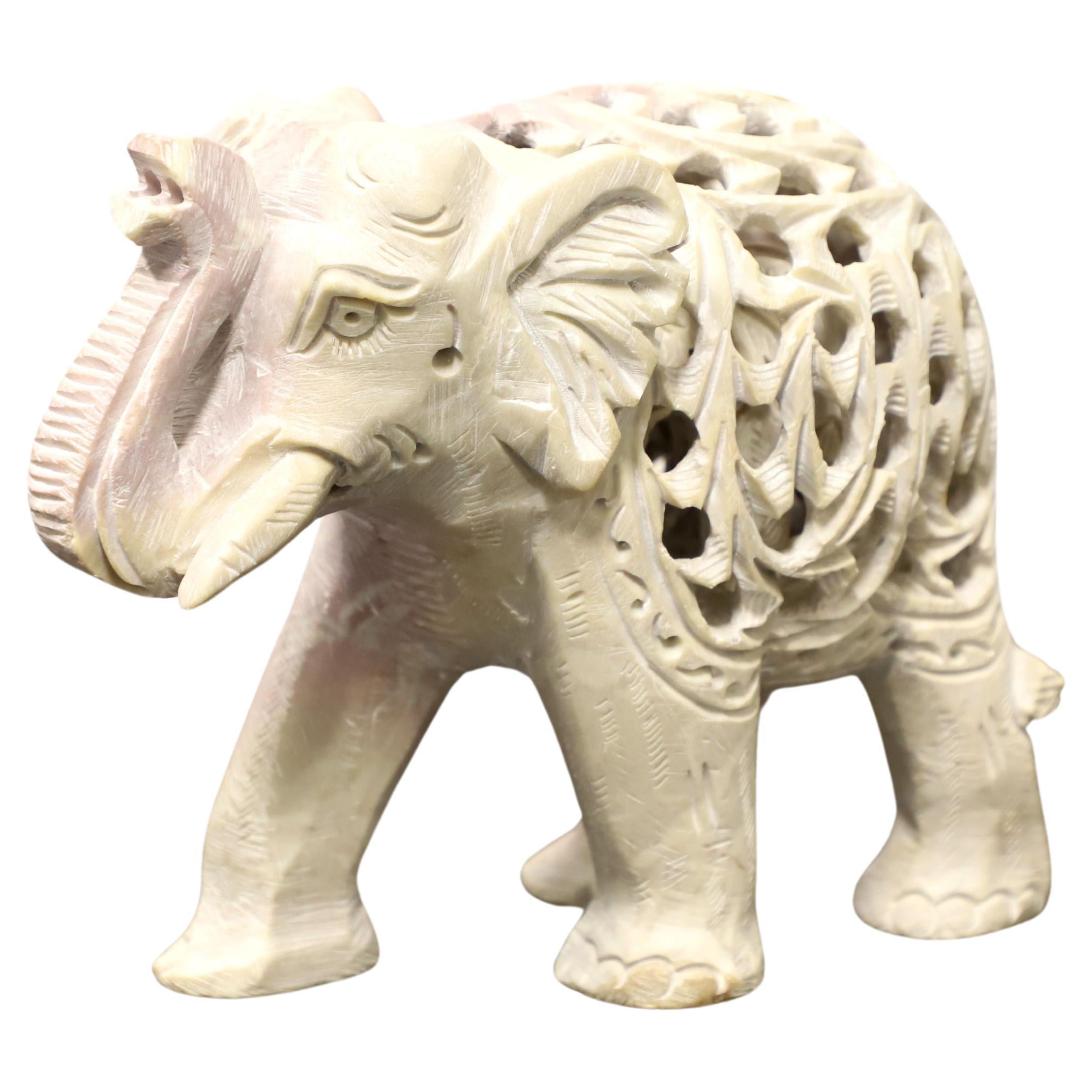 Hand Carved Stone Indian Elephant with Baby Elephant Inside For Sale