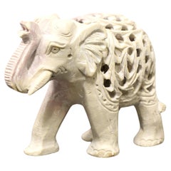 Retro Hand Carved Stone Indian Elephant with Baby Elephant Inside