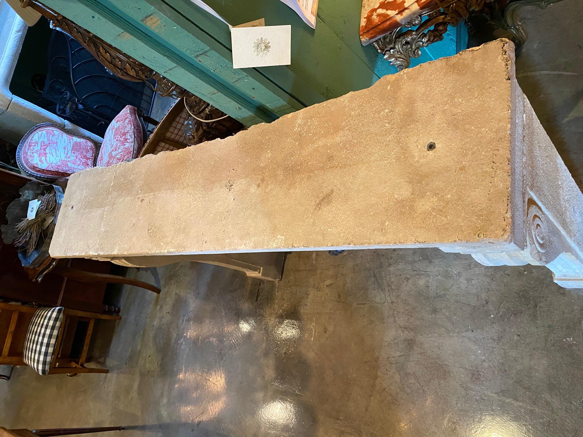 Hand Carved Stone Limestone Fireplace Mantle Surround Los Angeles Antiques CA 7
