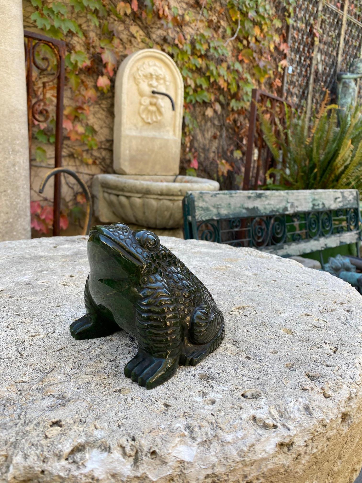 Hand Carved Stone Possible malachite Paperweight office Desk Sculpture object  In Good Condition For Sale In West Hollywood, CA