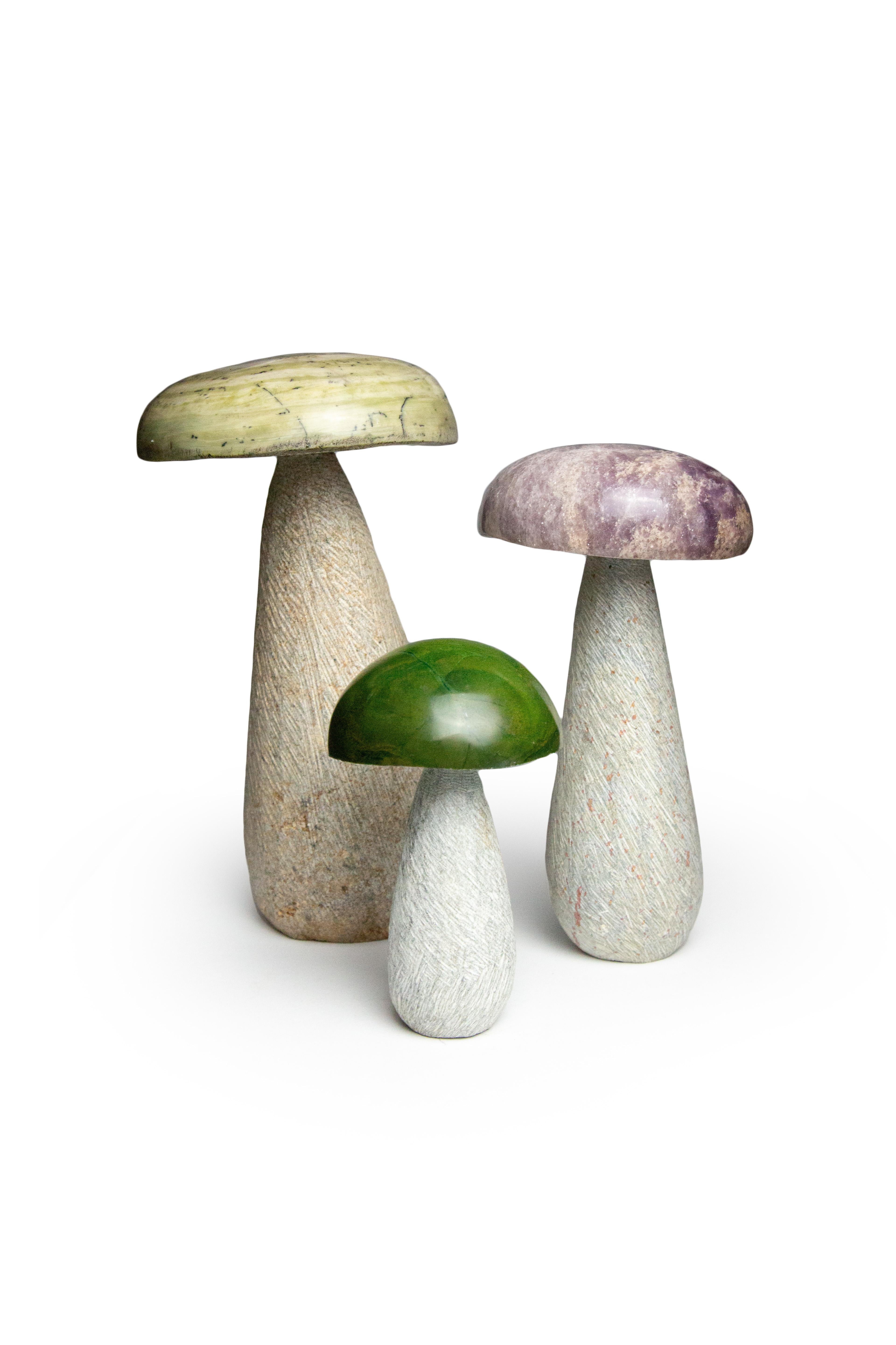 Set of three Carved Stone Mushrooms:

Small Measures: 3