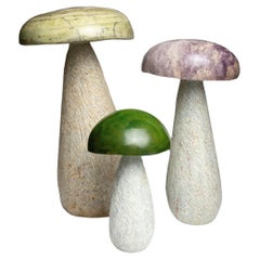 Hand Carved Stone Mushrooms